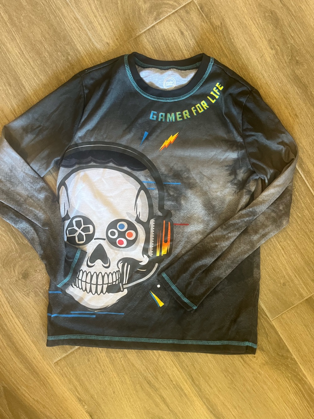 wonder nation Black & Gray 'Gamer For Life' Skull Graphic Long Sleeve Tee